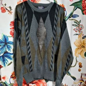 ~{Barnaby}~ Vintage leather panel grandpa sweater.
